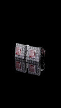 Princess Cut Pink Diamond Halo Stud Earrings