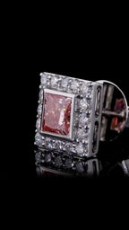Princess Cut Pink Diamond Halo Stud Earrings