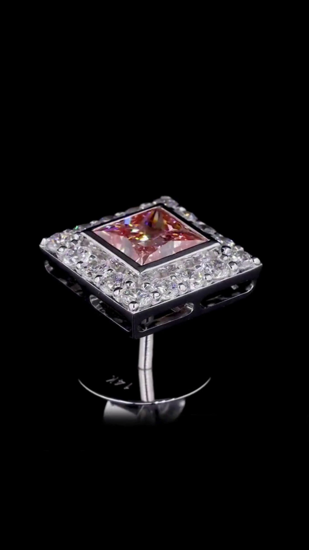 Princess Cut Pink Diamond Halo Stud Earrings
