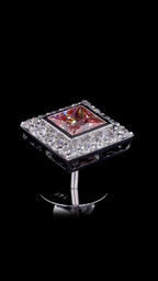 Princess Cut Pink Diamond Halo Stud Earrings