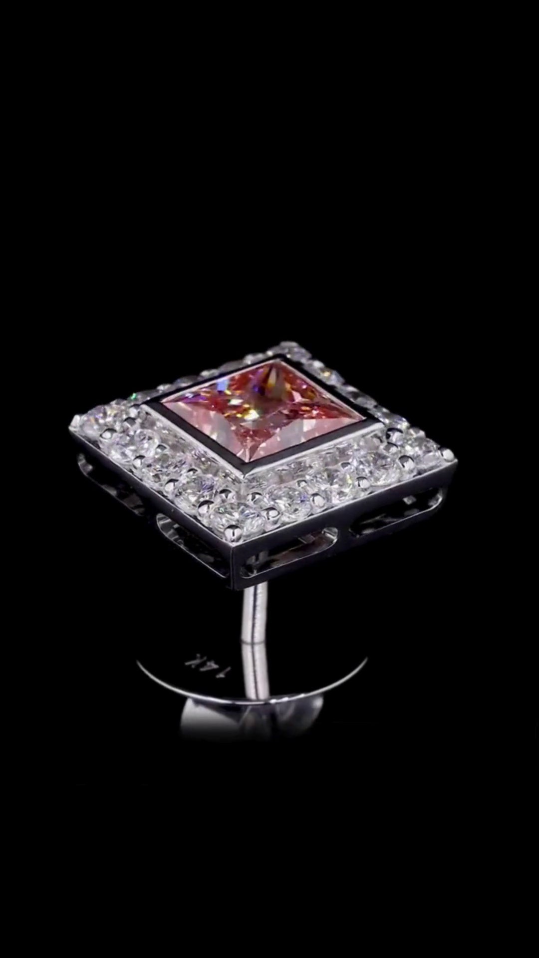 Princess Cut Pink Diamond Halo Stud Earrings