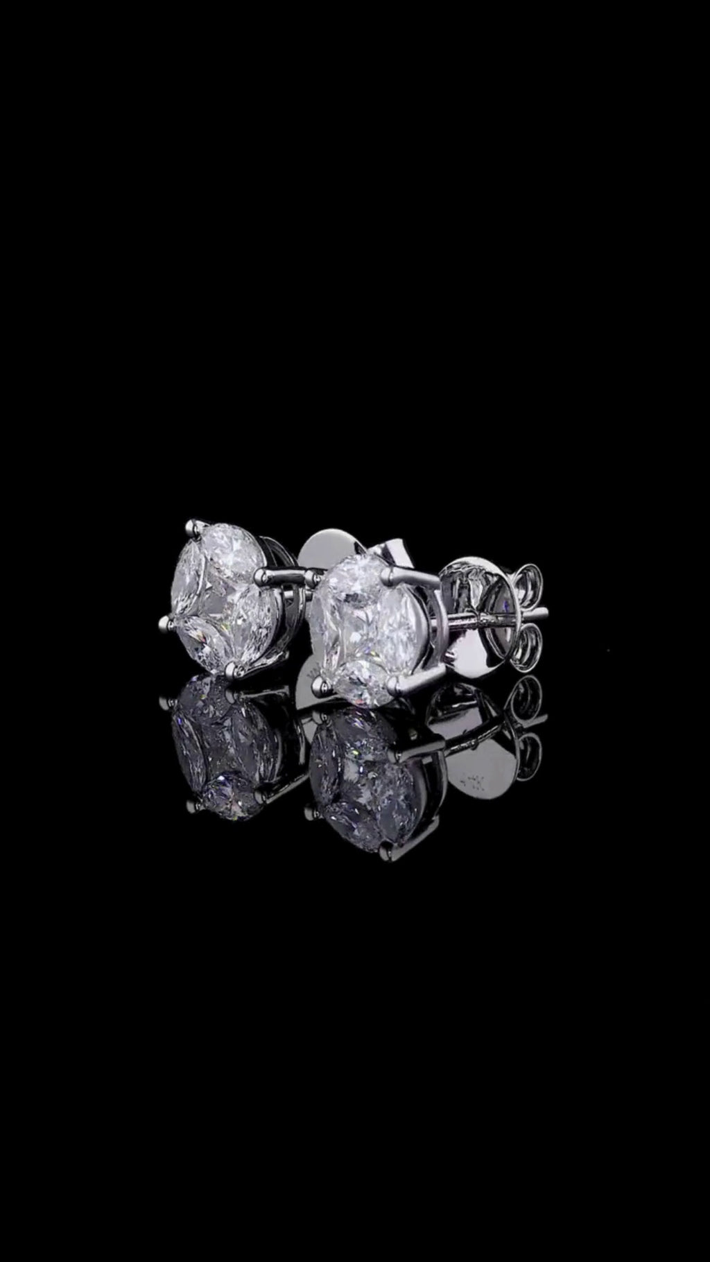 Illusion Cluster Diamond Stud Earrings