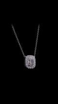 Cushion Cut Diamond Halo Pendant Necklace (1.00) CT