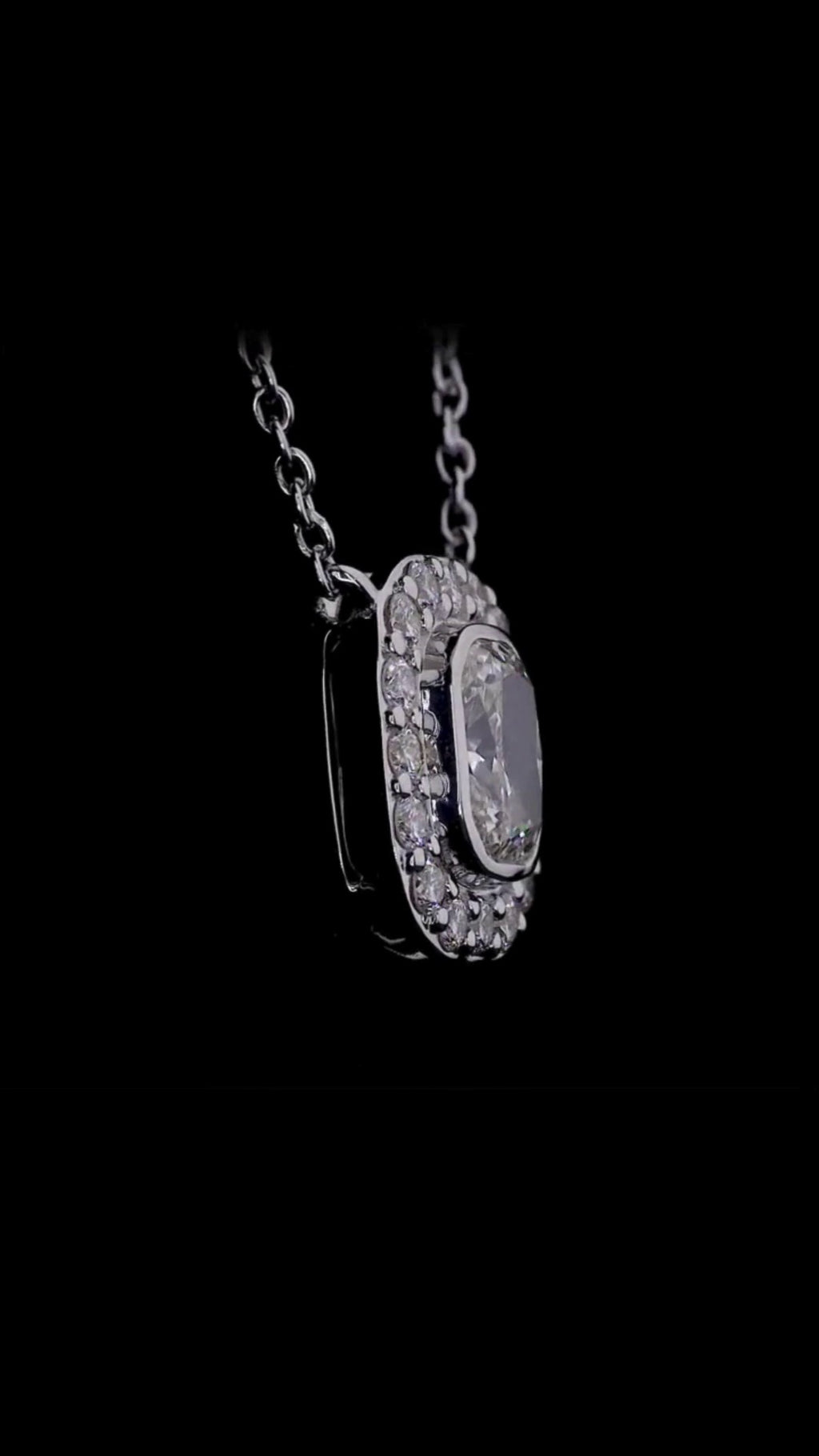 Cushion Cut Diamond Halo Pendant Necklace (1.00) CT