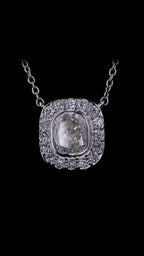 Cushion Cut Diamond Halo Pendant Necklace (1.00) CT