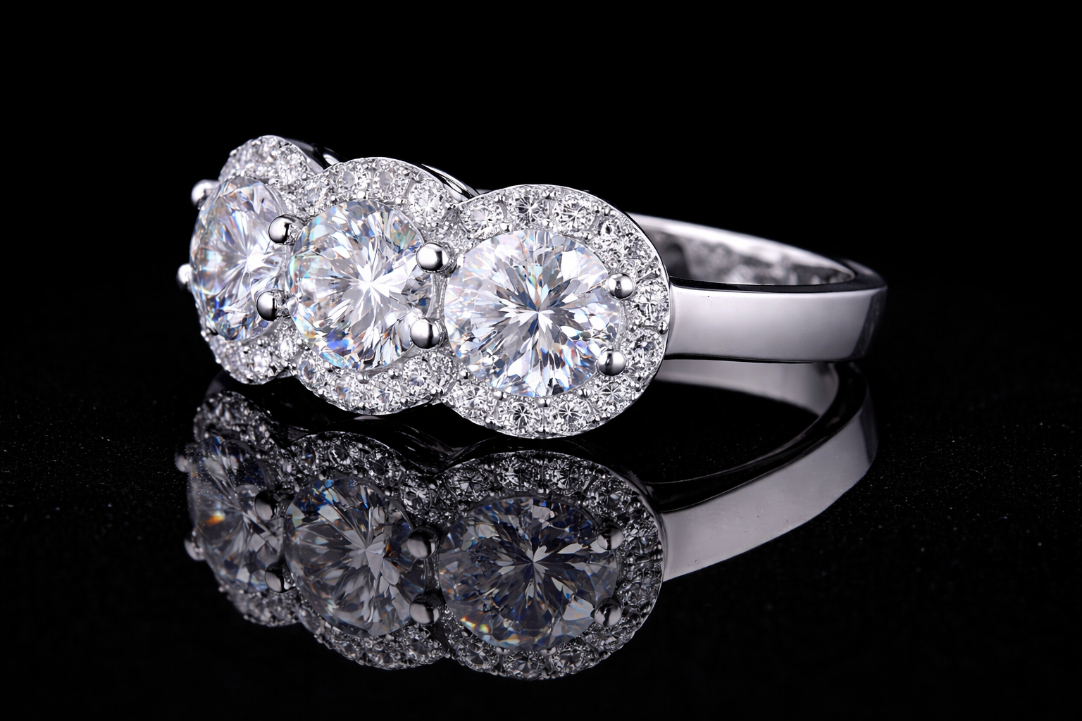 Royal Trinity Halo Ring