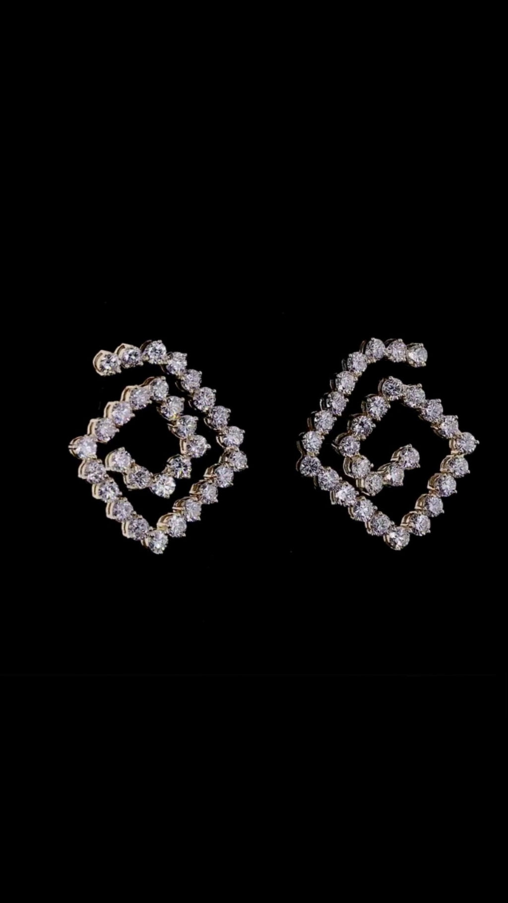 Spiral Geometric Diamond Stud Earrings