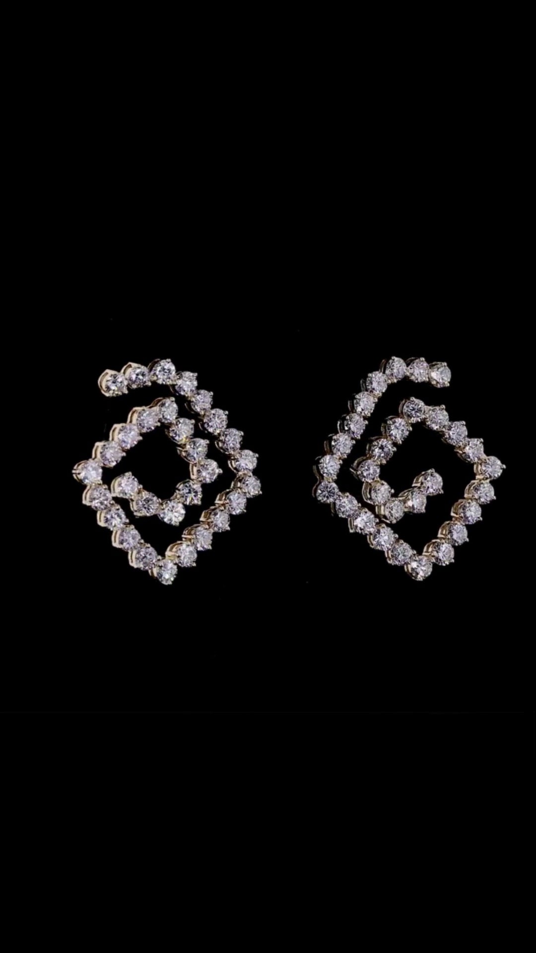 Spiral Geometric Diamond Stud Earrings