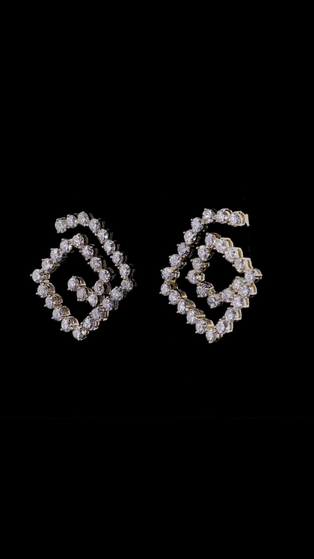 Spiral Geometric Diamond Stud Earrings