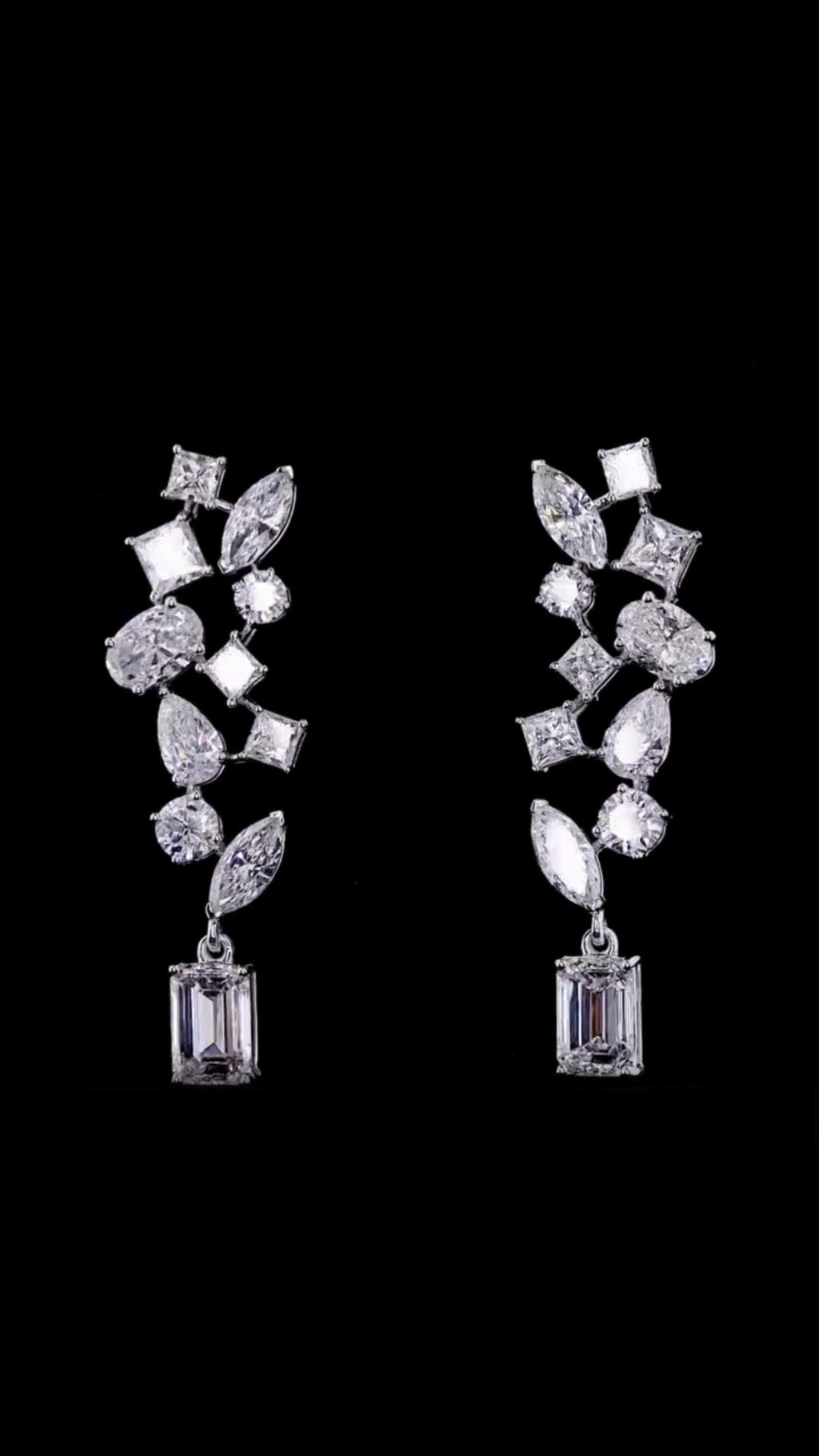 Multi-Shape Diamond Cluster Statement Earrings | 6.44 CT Lab Grown | 6 Diamond Shapes