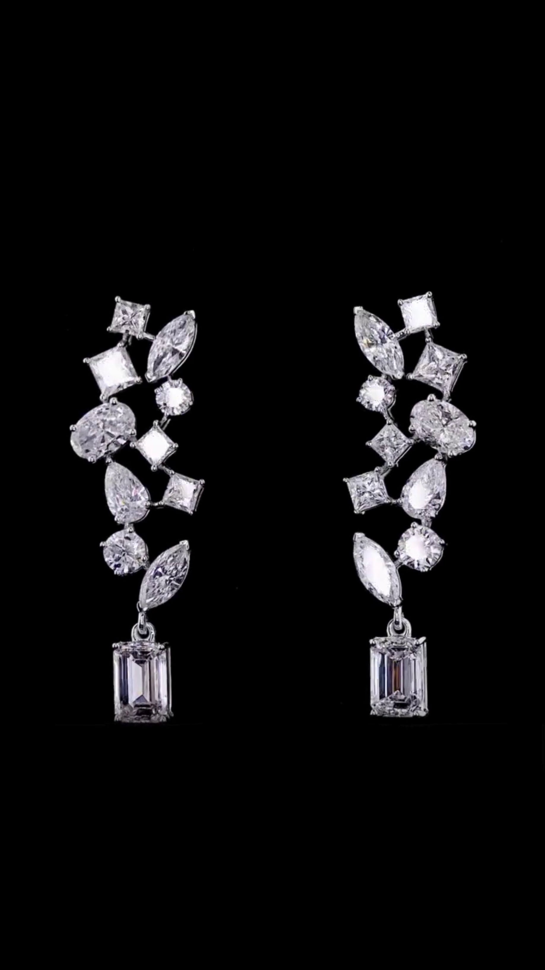 Multi-Shape Diamond Cluster Statement Earrings | 6.44 CT Lab Grown | 6 Diamond Shapes