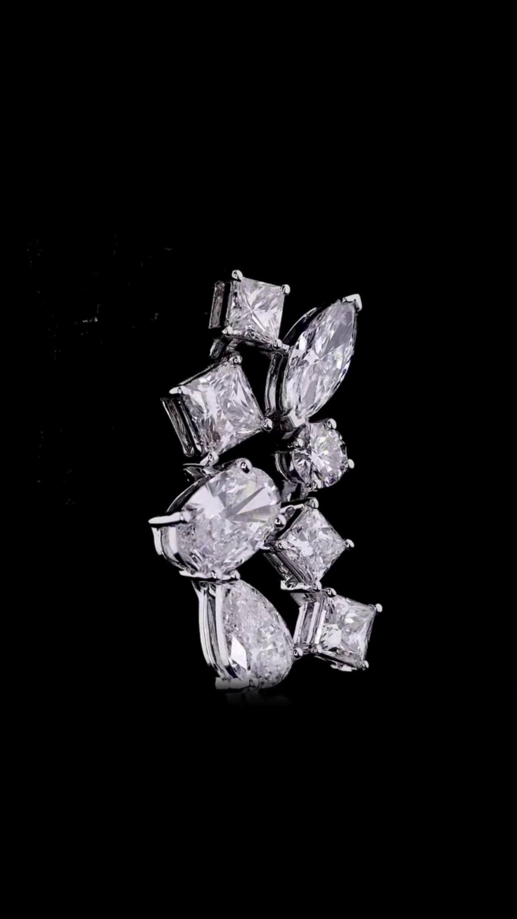 Multi-Shape Diamond Cluster Statement Earrings | 6.44 CT Lab Grown | 6 Diamond Shapes