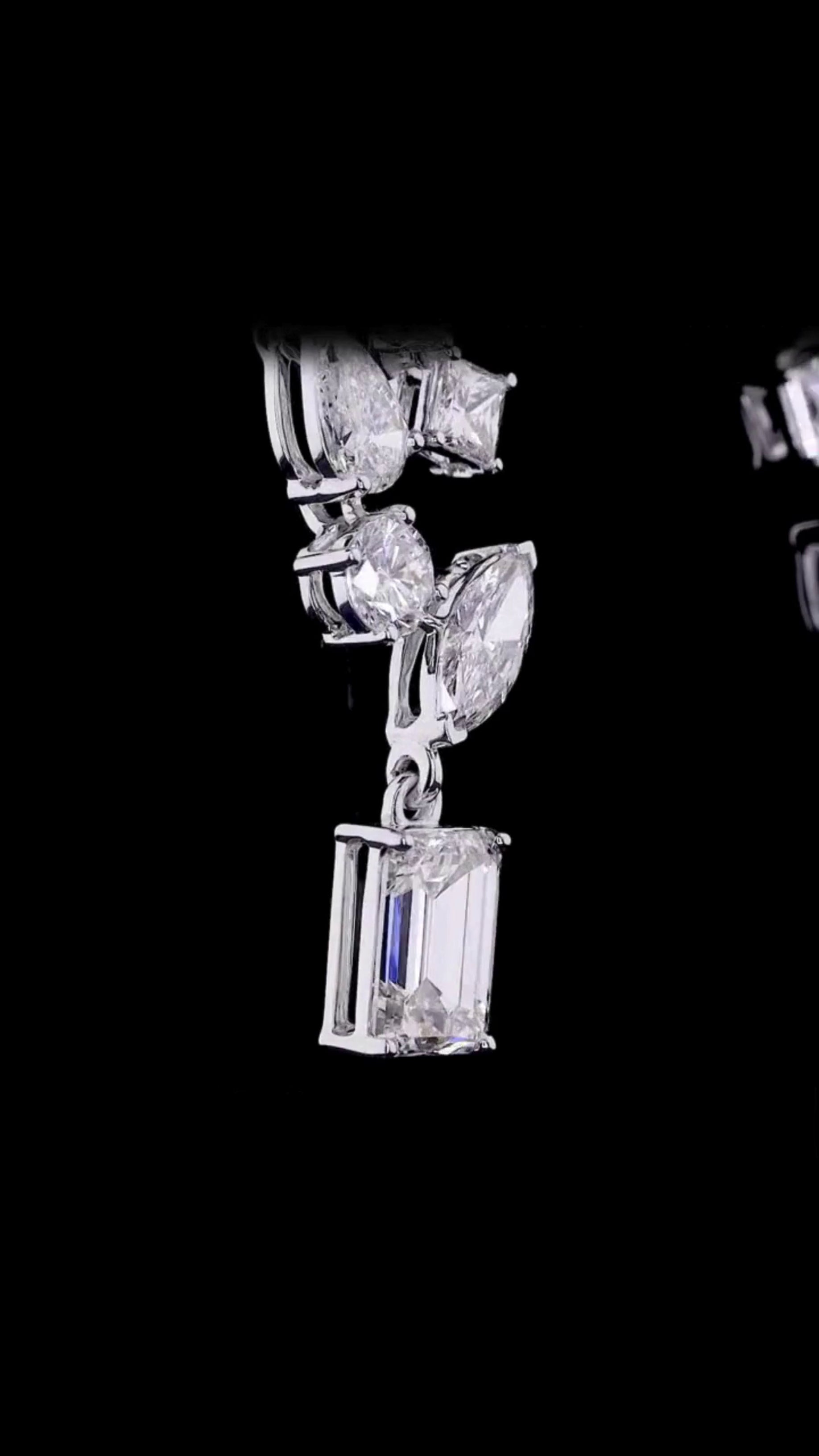 Multi-Shape Diamond Cluster Statement Earrings | 6.44 CT Lab Grown | 6 Diamond Shapes