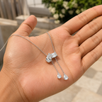 2 Stone Solitaire Necklace With Drops