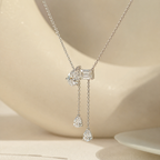 2 Stone Solitaire Necklace With Drops