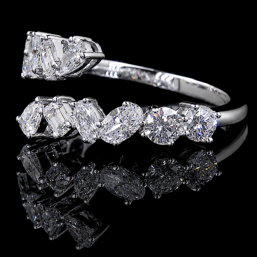 Alternating Princess and Round Diamond Band