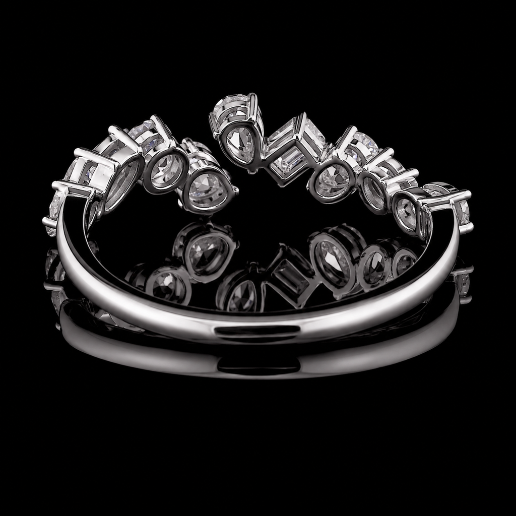 Alternating Princess and Round Diamond Band