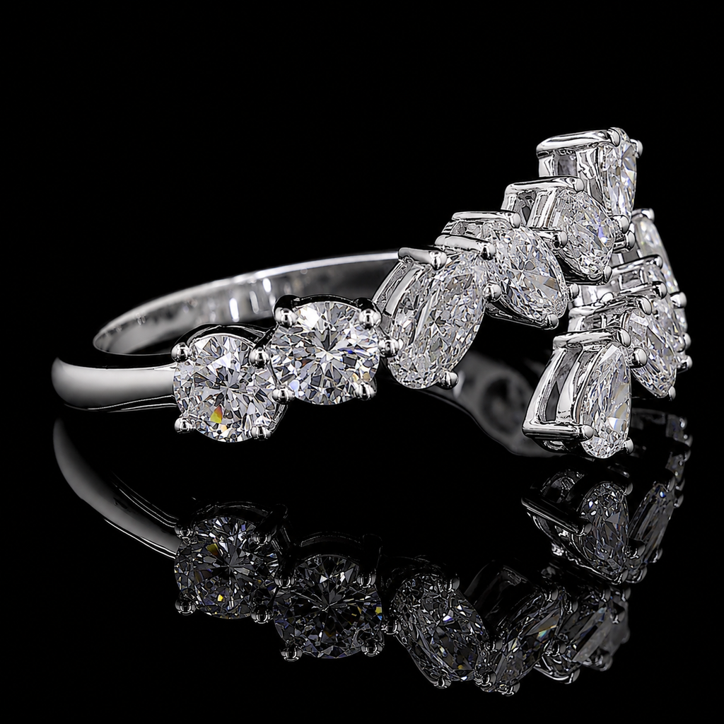 Alternating Princess and Round Diamond Band