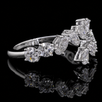Alternating Princess and Round Diamond Band