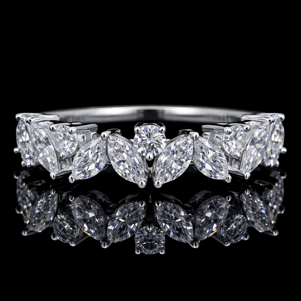 Mixed Shape Diamond Half-Eternity Band Ring