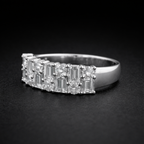 Baguette And Round Brilliant Cut Unisex Rings For Couples