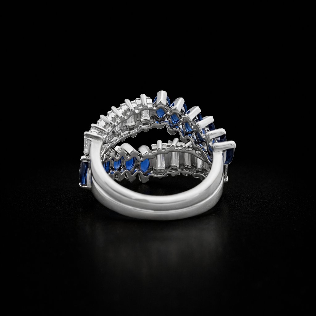 Double Row Sapphire Marquise Gemstone Enhancer Ring