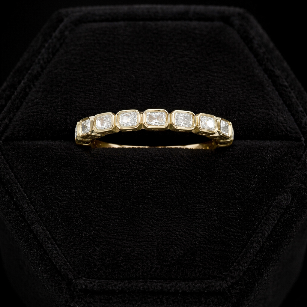 East West Radiant Lab Diamond Bezel Set Wedding Band