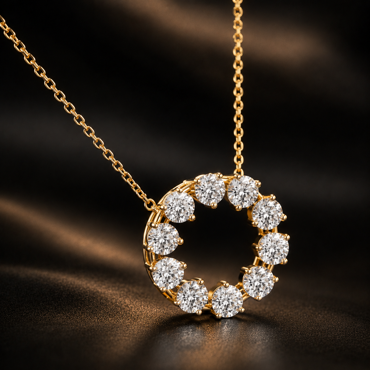 Round Lab Grown Diamond Circle Necklace | Eternity Diamond Pendant Necklace | Minimalist Diamond Jewelry | Anniversary Gift for Her