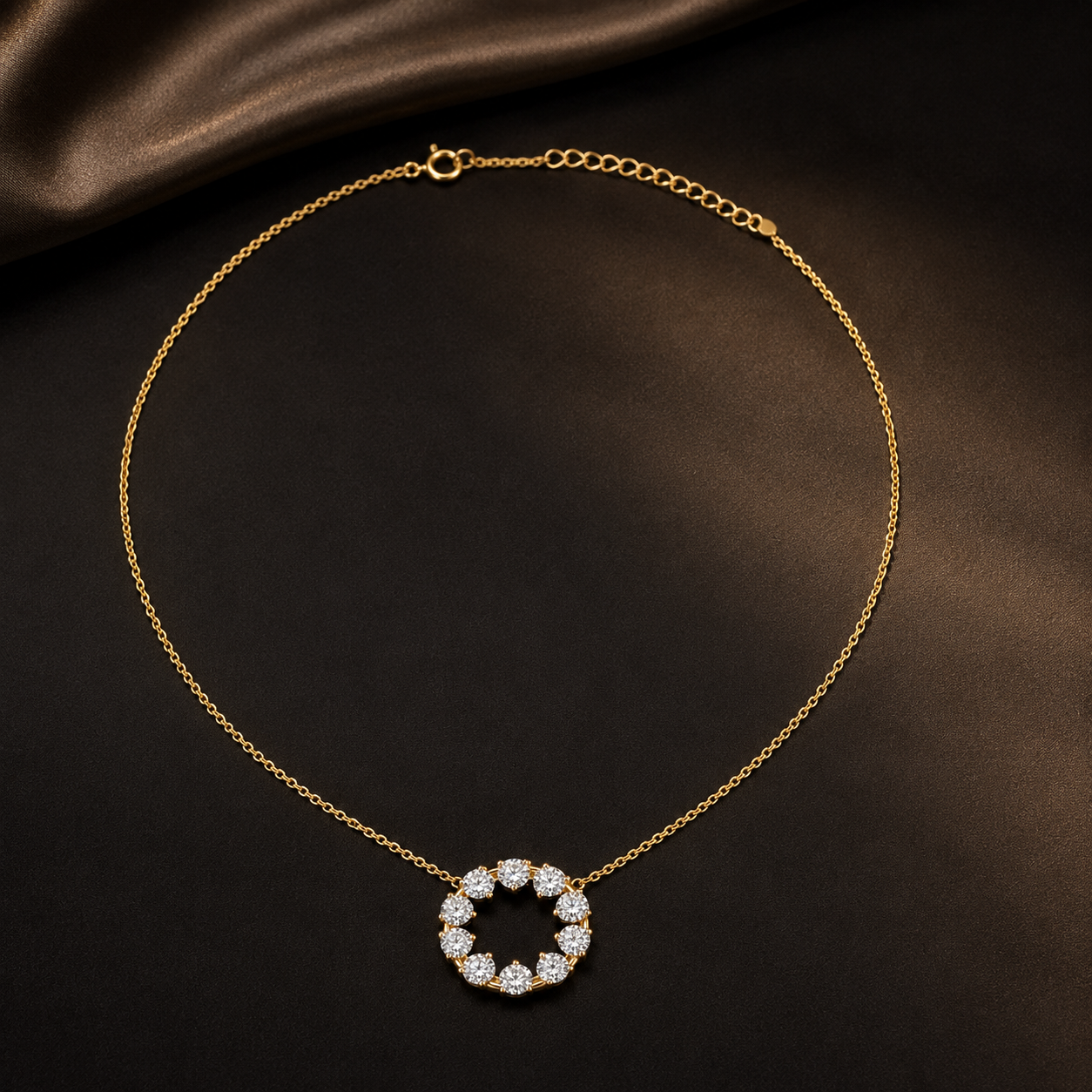 Round Lab Grown Diamond Circle Necklace | Eternity Diamond Pendant Necklace | Minimalist Diamond Jewelry | Anniversary Gift for Her