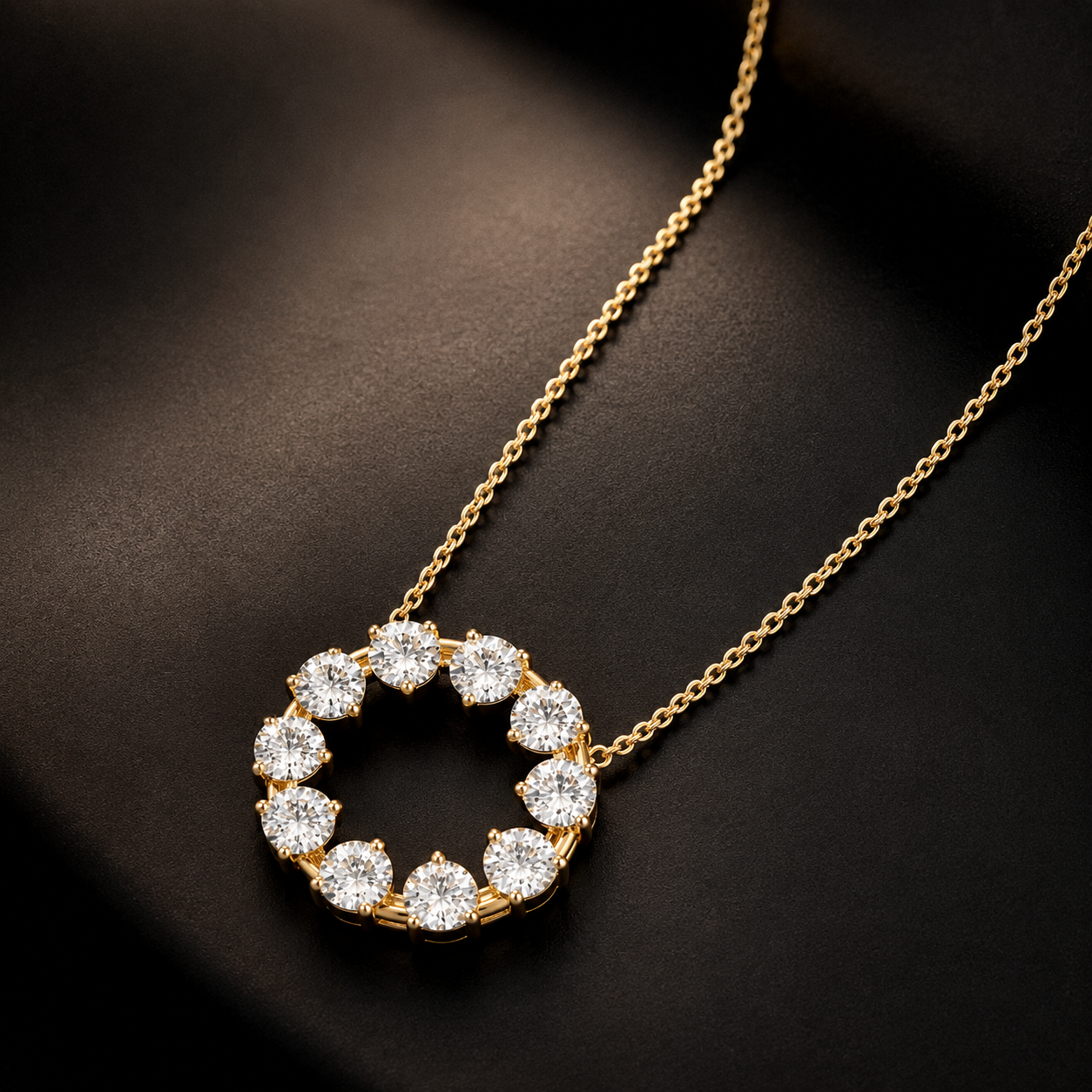 Round Lab Grown Diamond Circle Necklace | Eternity Diamond Pendant Necklace | Minimalist Diamond Jewelry | Anniversary Gift for Her