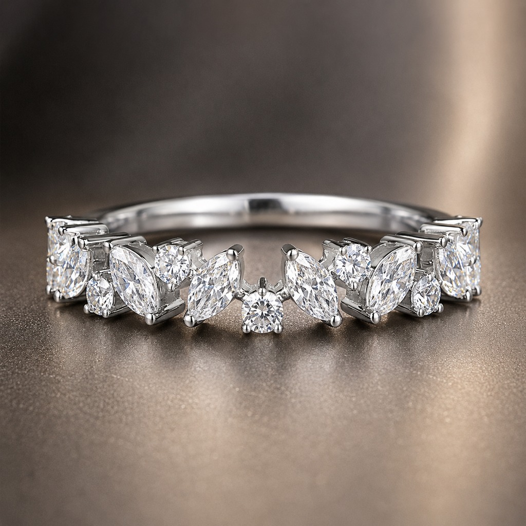 Mixed Shape Diamond Half-Eternity Band Ring