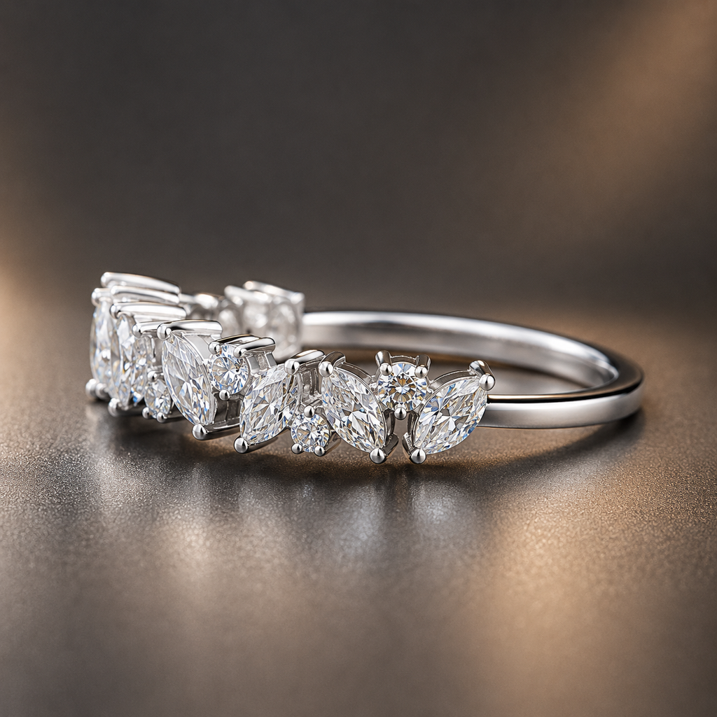 Mixed Shape Diamond Half-Eternity Band Ring