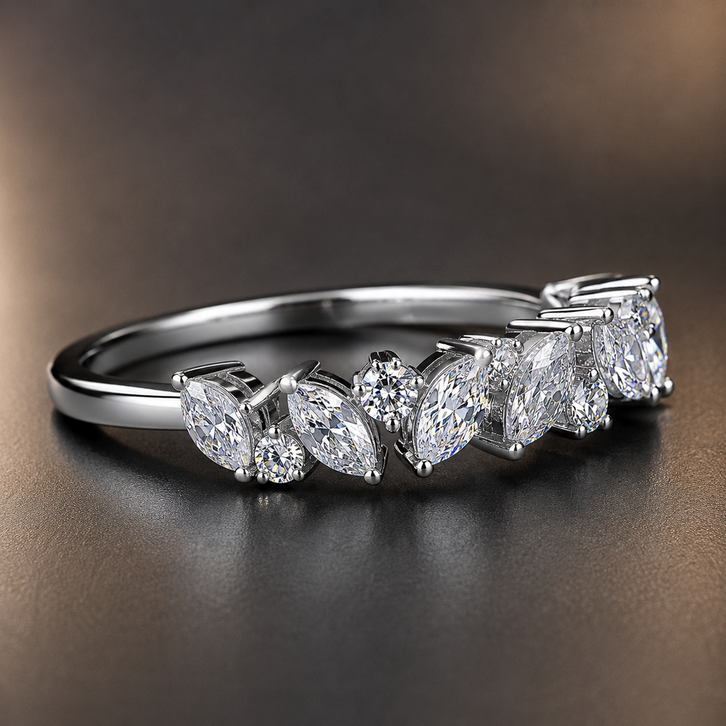 Mixed Shape Diamond Half-Eternity Band Ring
