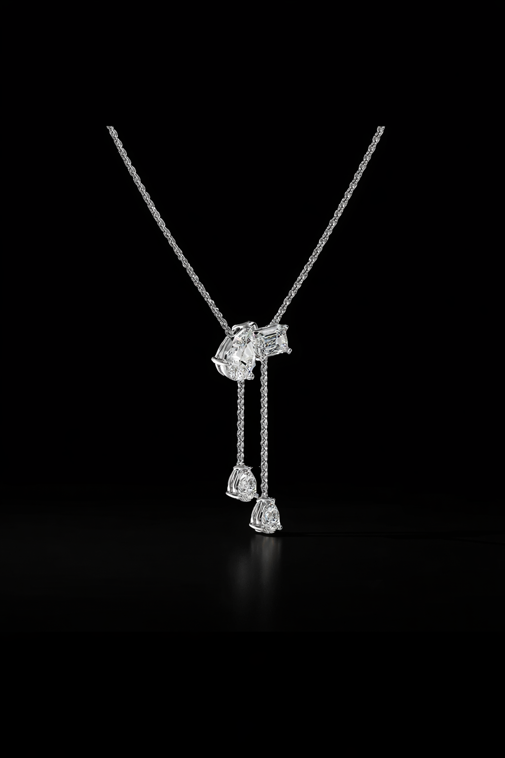 2 Stone Solitaire Necklace With Drops