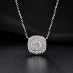Cushion Cut Diamond Halo Pendant Necklace (1.00) CT