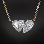 Double Heart Diamond Pendant Necklace (1.50) CT