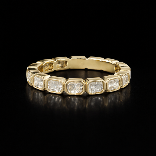 East West Radiant Lab Diamond Bezel Set Wedding Band