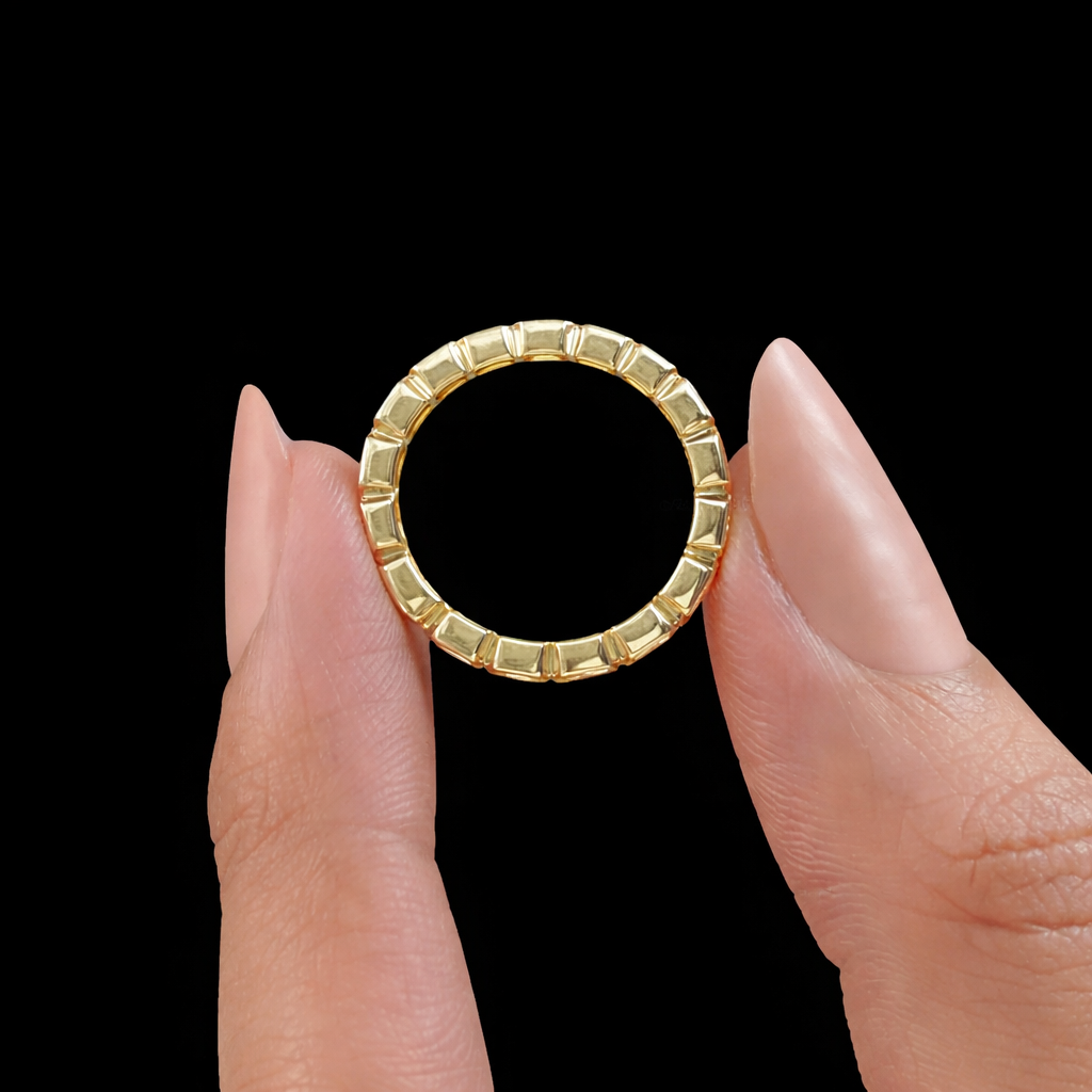 East West Radiant Lab Diamond Bezel Set Wedding Band