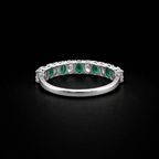 Green Oval Gemstone Half Eternity Wedding Band