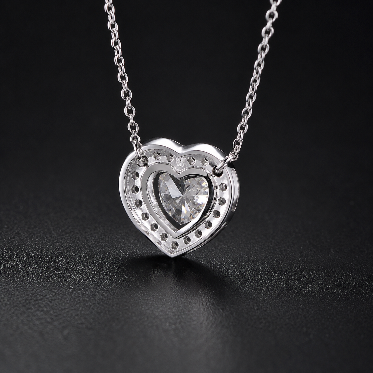 Heart Shape Diamond Halo Pendant Necklace (1.00) CT