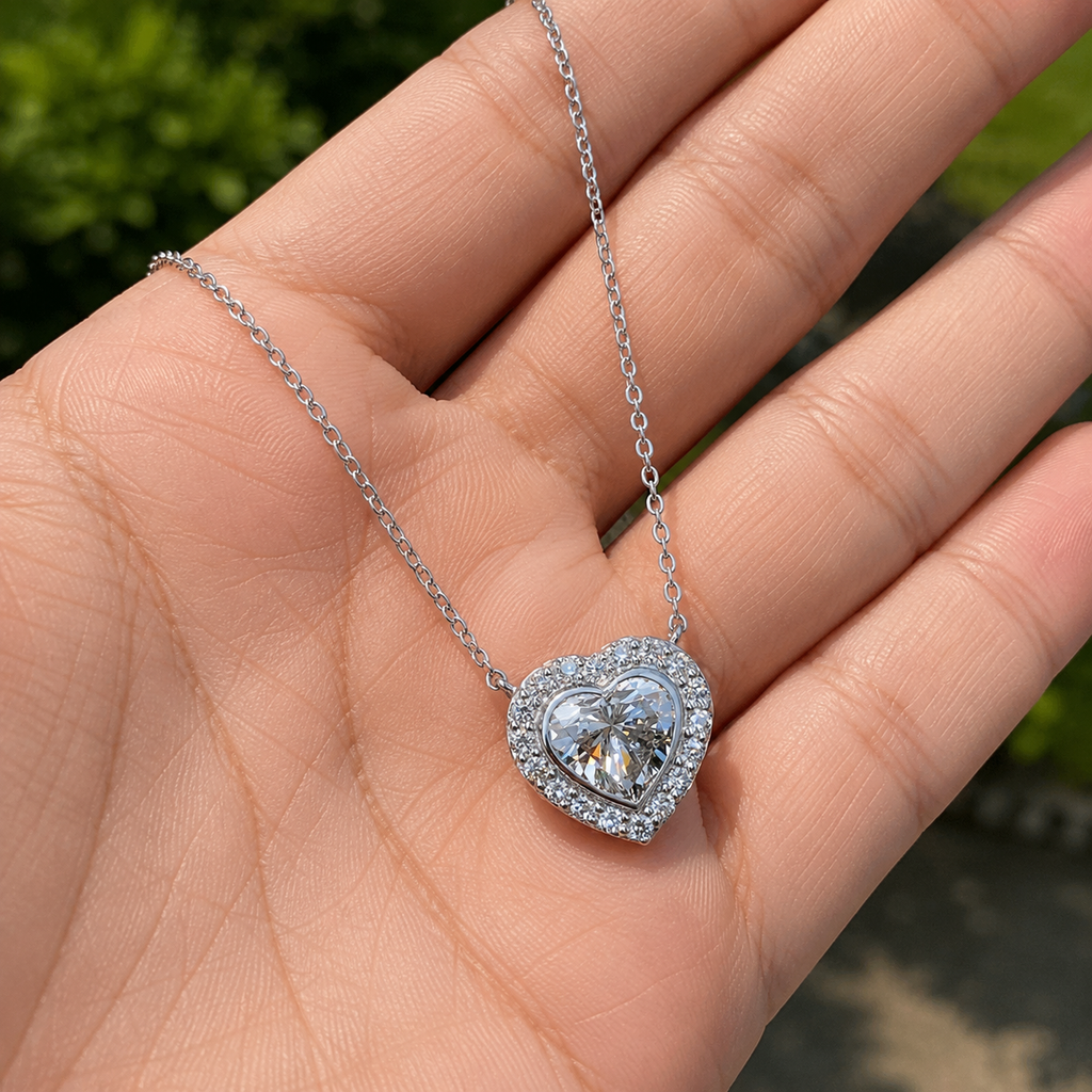 Heart Shape Diamond Halo Pendant Necklace (2.00) CT