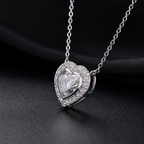 Heart Shape Diamond Halo Pendant Necklace (1.00) CT