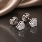 Heart Shape Diamond Stud Earrings 1 CT