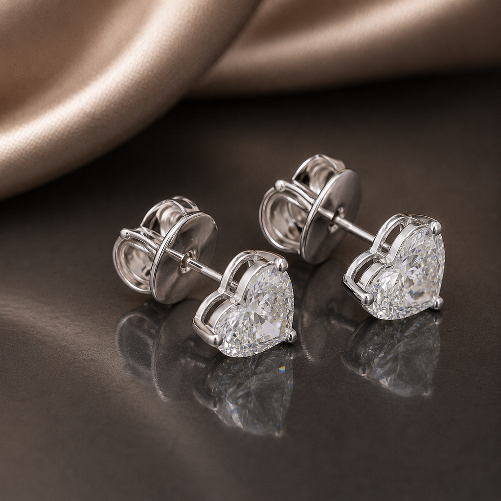 Heart Shape Diamond Stud Earrings 0.5 CT
