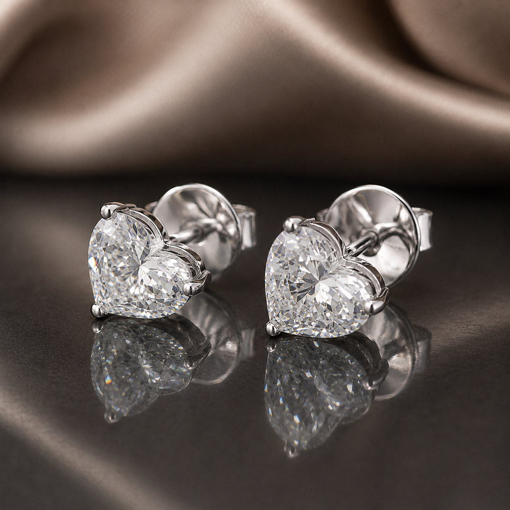 Heart Shape Diamond Stud Earrings 1.5 CT