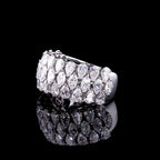 Three-Row Pear and Marquise Diamond Wide Band