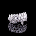 Three-Row Pear and Marquise Diamond Wide Band