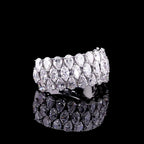 Three-Row Pear and Marquise Diamond Wide Band
