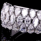 Three-Row Pear and Marquise Diamond Wide Band