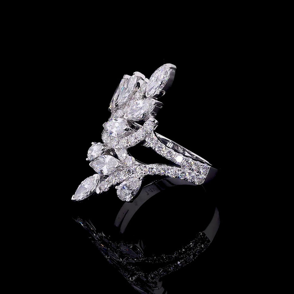 Marquise and Pear Diamond Cluster Statement Ring